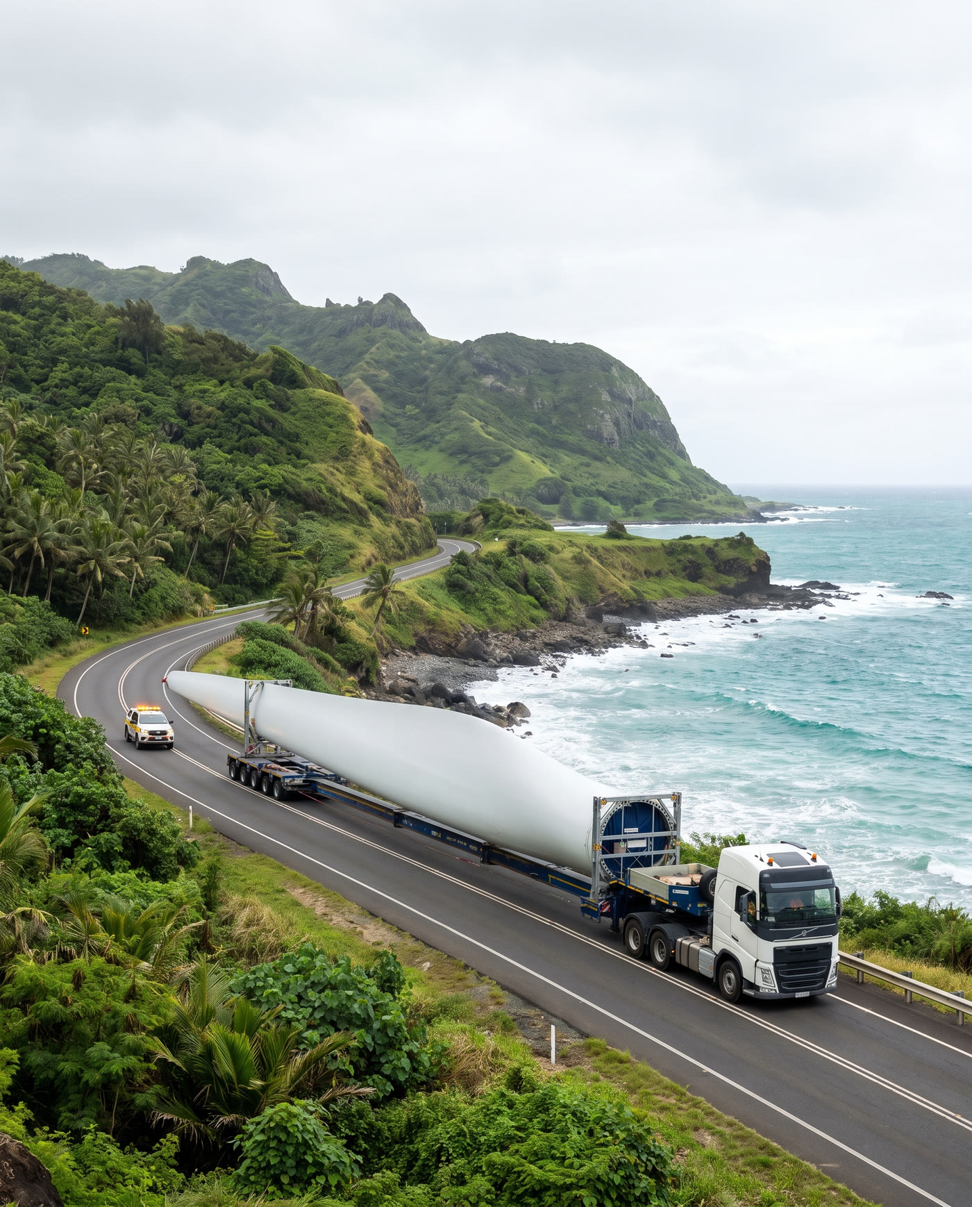 Wind turbine blade on an extendable trailer
